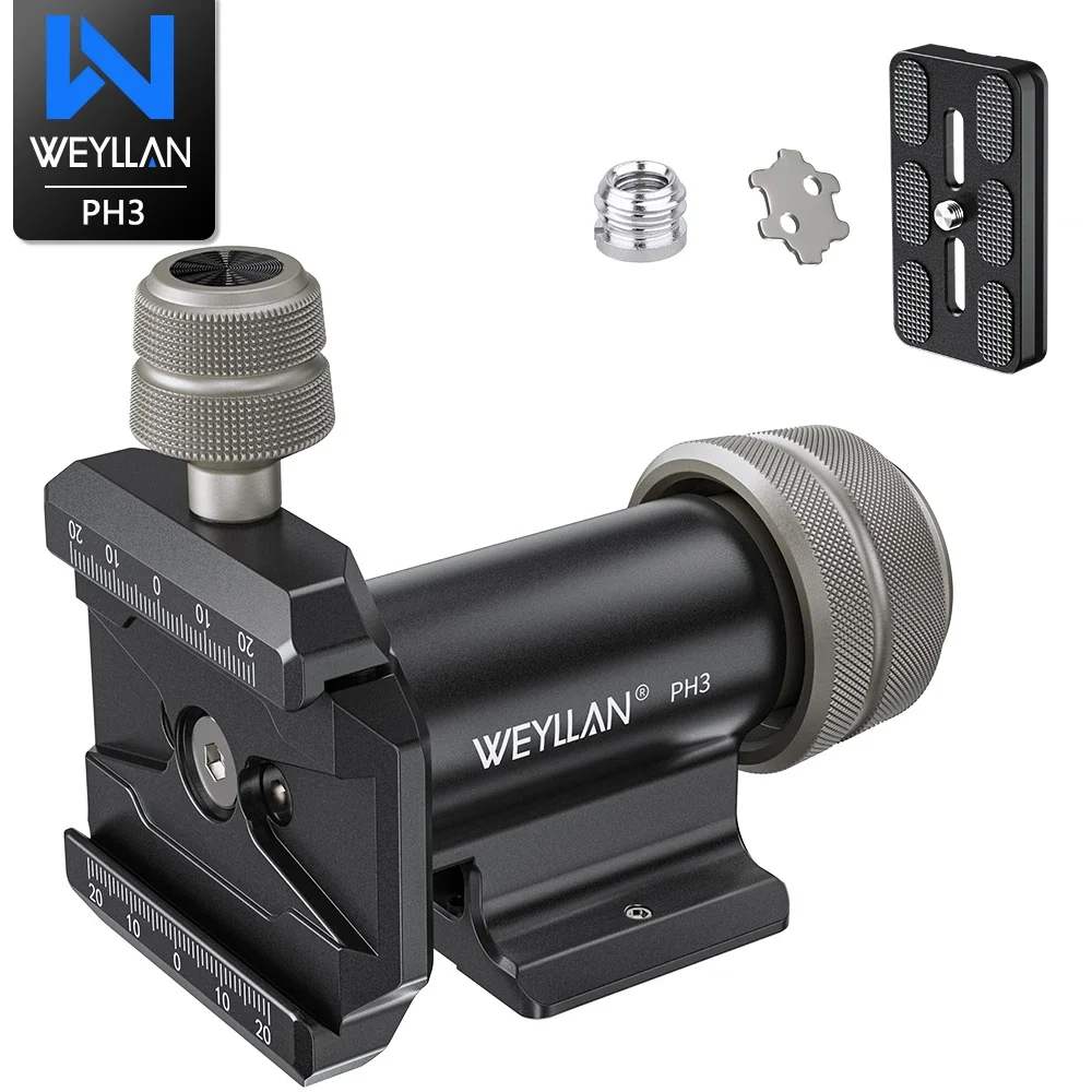 WEYLLAN PH3 Gimbal-Kopf, Mono-Gimbal-Kopf, Stativ, seitlicher Sattel, neigbarer Kopf für Kamera, Einbeinstativ, Stativ mit Arca Swiss Plate Load 10 kg Image