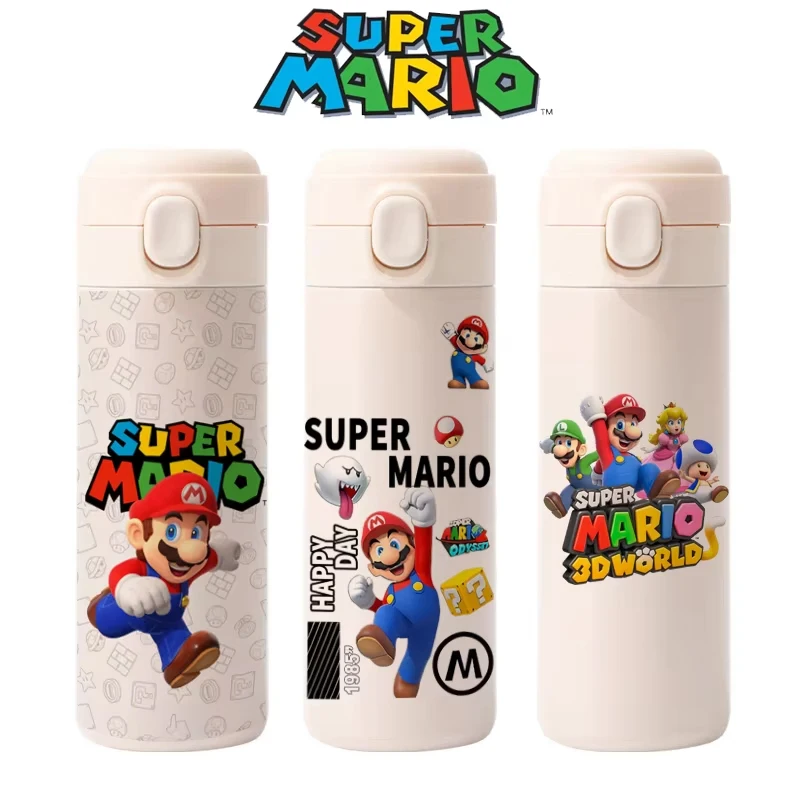 Super Mario Brothers, Thermosbecher, großes Fassungsvermögen, kleiner, leichter Tragebecher aus Edelstahl, hochwertiger Wasserkocher für Jungen und Mädchen Image