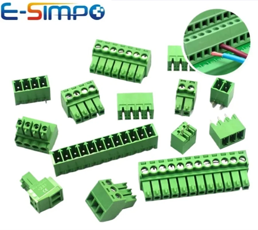 10 Teile/Paare 2EDG 15EDG 3,5 MM 3,81 MM PCB Schraube Terminal Block Stecker Pulg Header Buchse Grün Phoenix Terminal Block 2-24P Image