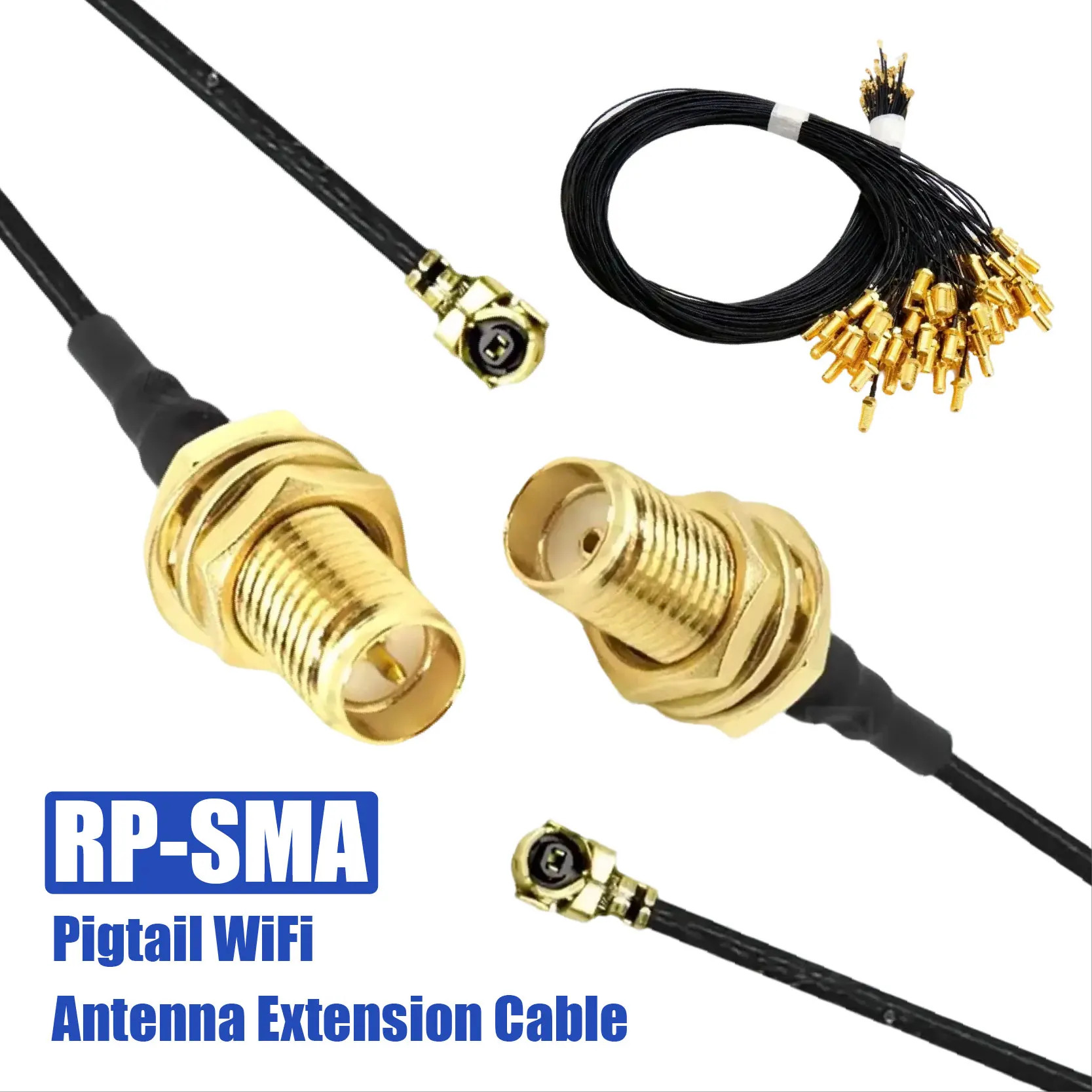 2 stücke RP-SMA Zopf WiFi Antenne Verlängerung Kabel Stecker Männlich Zu Weiblich Verlängerung Kabel Kupfer Feeder Draht Image