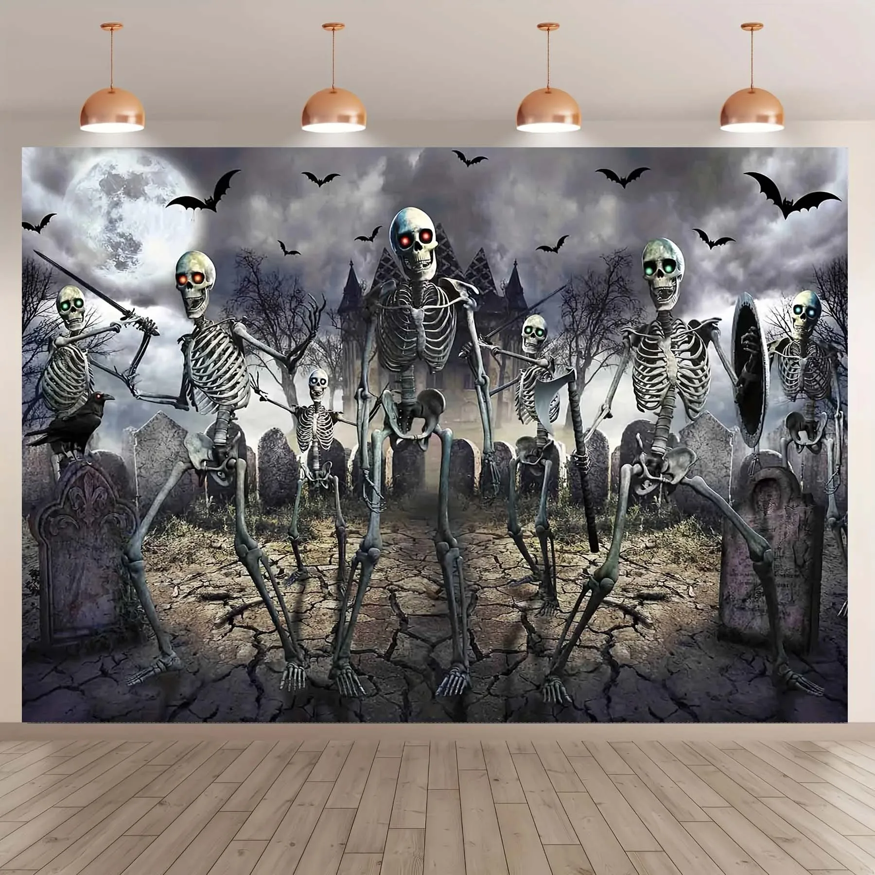 Halloween Hintergrund Horror Nacht Horror Skelett Mann Party Hintergrund Scary Home Wand Dekoration Banner Studio Photo Booth Requisiten Image