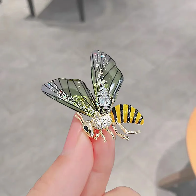 Vintage Bienen broschen für Frauen Insekten Emaille Perle Kristall Strass Corsage Broschen Kleidung Zubehör Geburtstags feier Geschenke Image