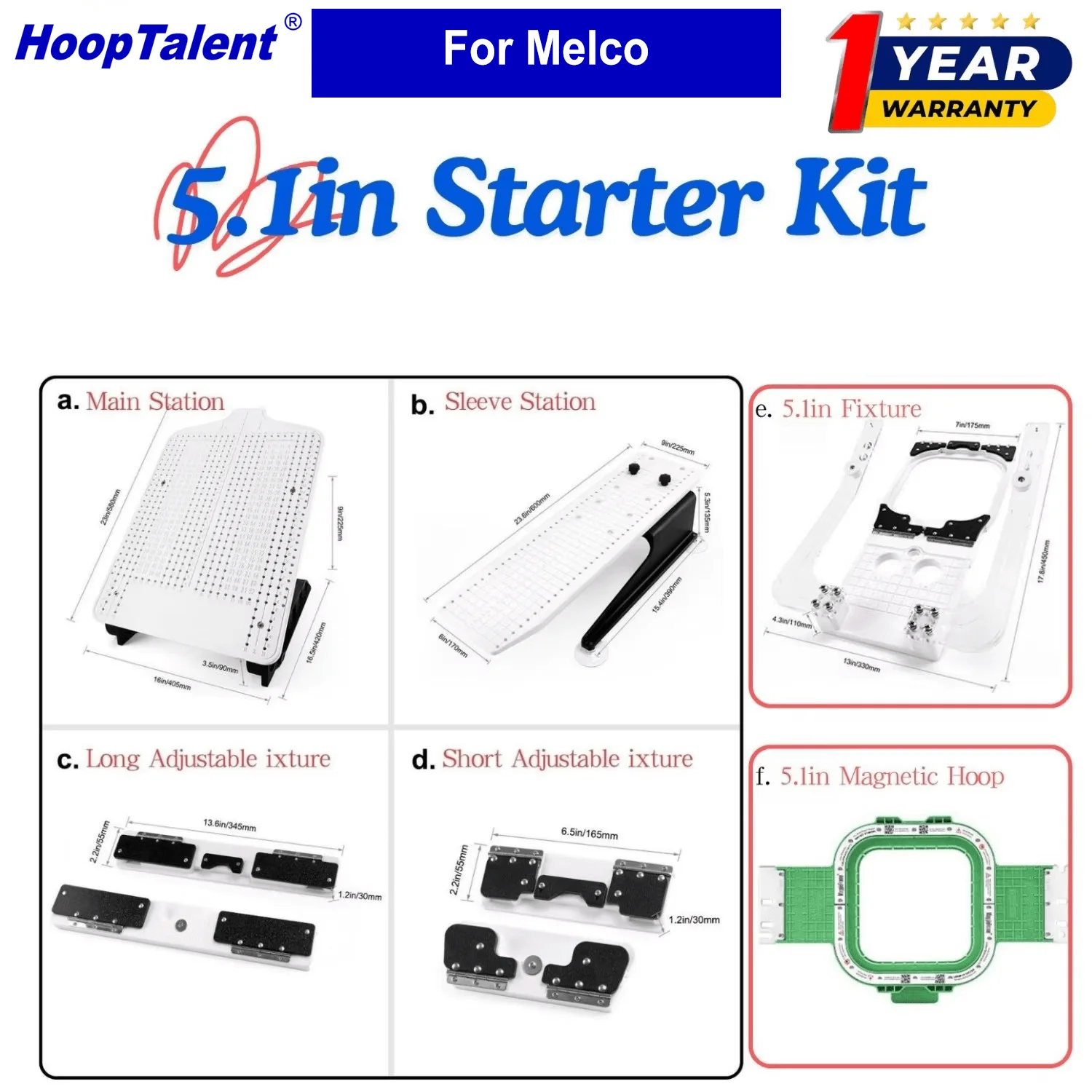 HoopTalent Hoop Master Hooping Station Startkit Mighty Hoop für Melco Amaya Bravo XT/XTS EMT16X EMT16Plus Bernina E16 Image