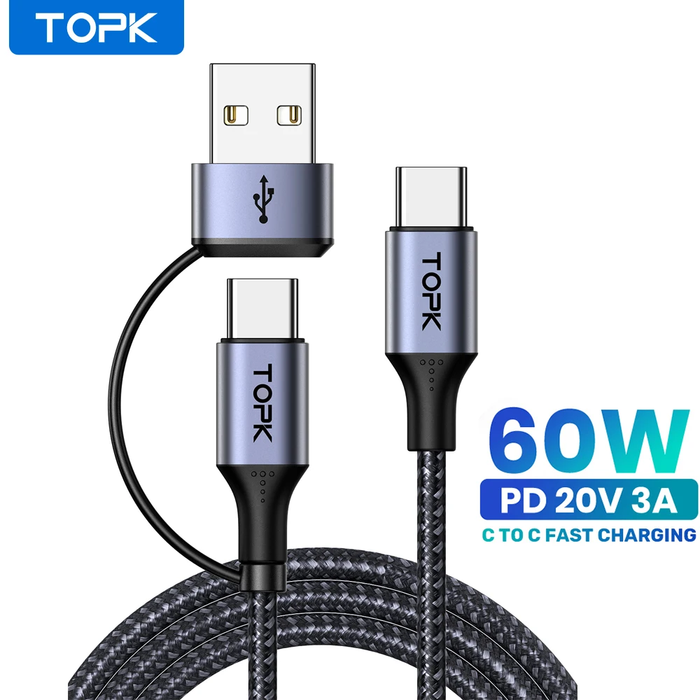 TOPK 60W PD Schnellladekabel USB C auf USB Typ C Kabel für MacBook Pro USB C PD Kabel Schnellladung für Samsung Xiaomii Image