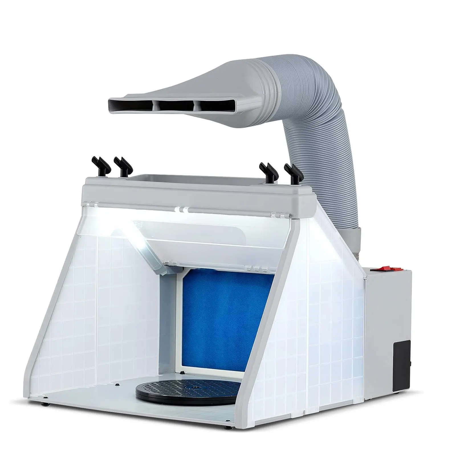 Airbrush-Extraktionssystem 4 m3/min mit 3 LED-Leuchten und 19 cm Drehteller, beleuchtete Lackierstation mit Lüfterfilter Image