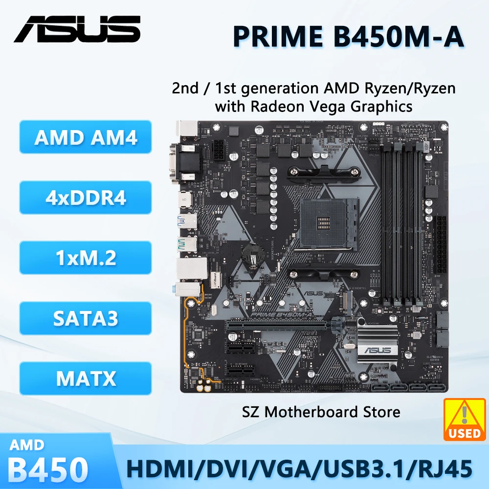 B450 Motherboard AM4 PRIME B450M-A CPU-Unterstützung Ryzen 5 5600 5500 7 5700x 5700G R9 5900X Memoria Ram DDR4 M.2 HDMI MATX Placa Diego Image