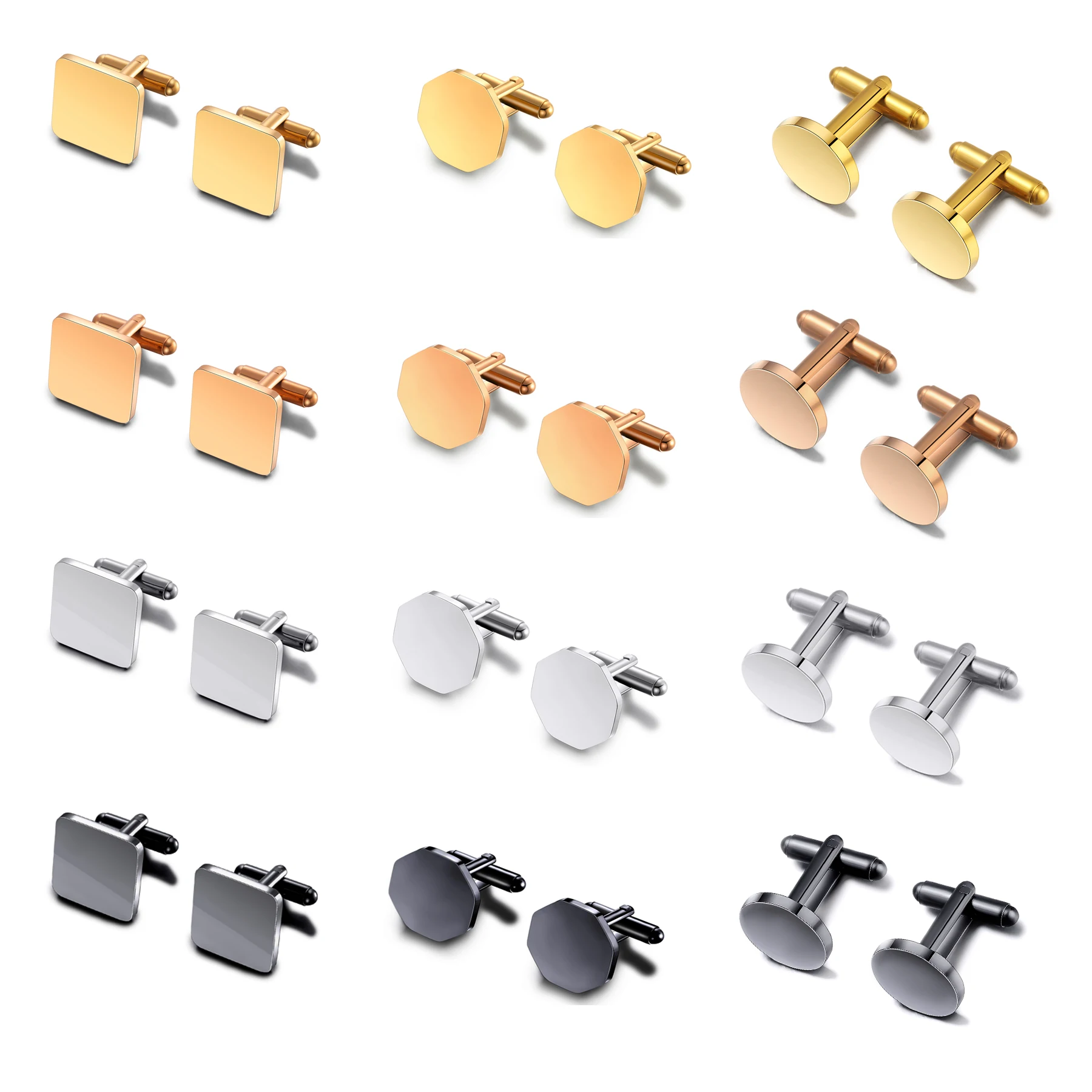 1 paar Hohe Qualität Edelstahl Manschettenknopf Modeschmuck für Männer Business Hochzeit Hemd Manschette Tasten Bankett Zubehör Geschenk Image