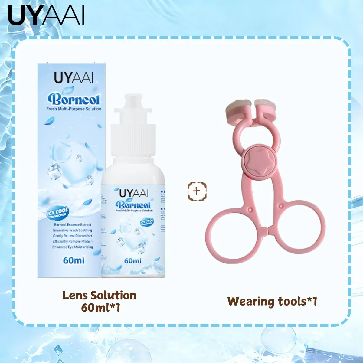 UYAAI [Ensemble de lentilles de contact] Solution pour lentilles de contact Outils de pose Accessoires pour lentilles de contact Liquide pour lentilles de contact Soins de santé oculaire Solution de