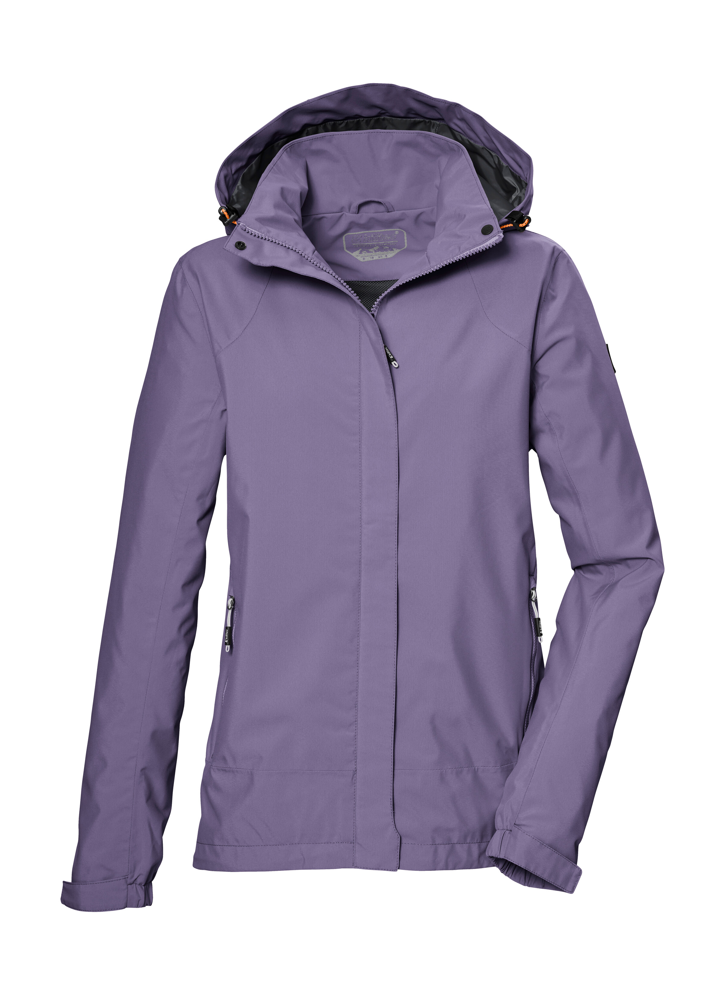 Outdoorjacke KILLTEC "KOS 51 WMN JCKT", Gr. 46, pflaume, Obermaterial: 100% Polyester;Futter: 100% Polyester, Jacken Outdoorjacke, Damenjacke: wasserdicht, atmungsaktiv, verstellbar, abnehmbare Kapuze Image