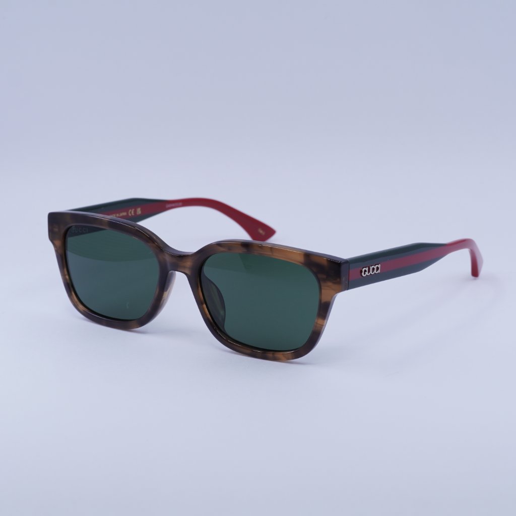 Gucci Accessories | Gucci Gg1872sk 003 Sunglasses Brown Havana/Green/Red Square Frames, Green Lenses | Color: Brown/Green | Size: 56 - 18 - 145