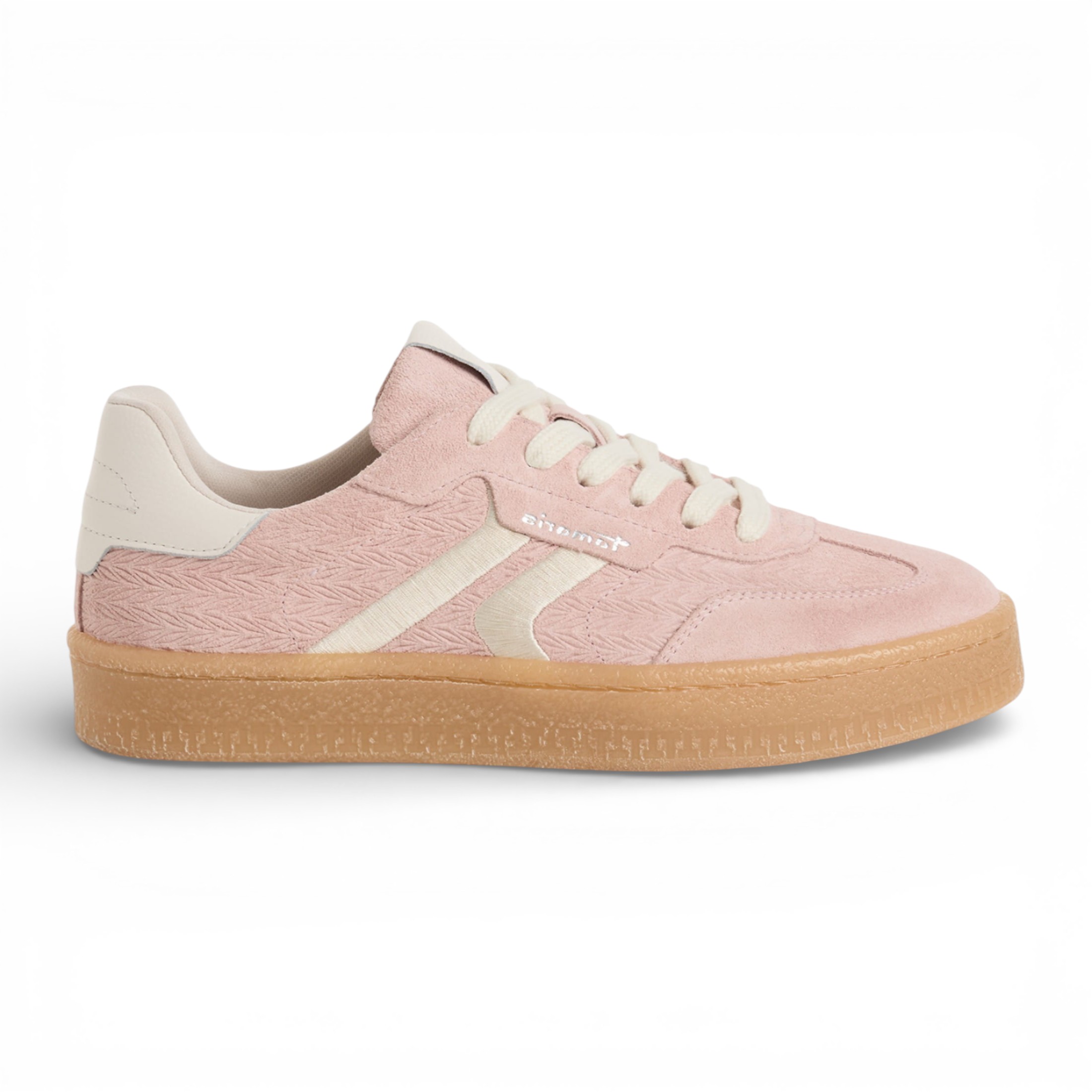 Tamaris Damen-Sneaker aus rosafarbenem Leder mit weißen Streifen