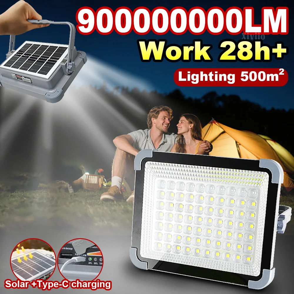 9000000LM LED lumière solaire extérieure puissante lumière solaire extérieure lumière solaire externe lumière de Camping d'urgence lanterne suspendue lodge,lampe exterieure solaire a led,grande lampe