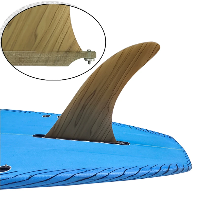 Aileron Longboard Aileron en fibre de verre de bambou pour le surf, grande aileron central pour planche Sup, ailerons simples, 7 po, 8 po, 9 po, 10 po, 25 po
