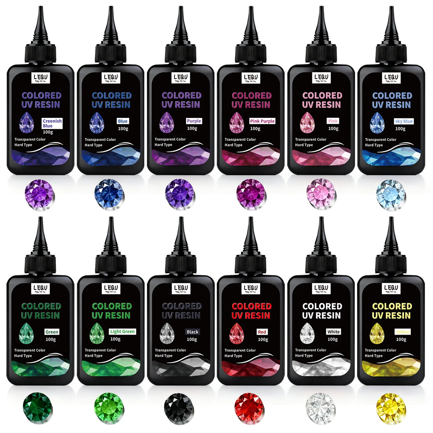 Resina UV, Resina UV Trasparente in 12 Colori, Resina Colorata UV Inodore a Bassa Contrazione, Colori Vibranti, Kit per Lavorazione con Resina UV