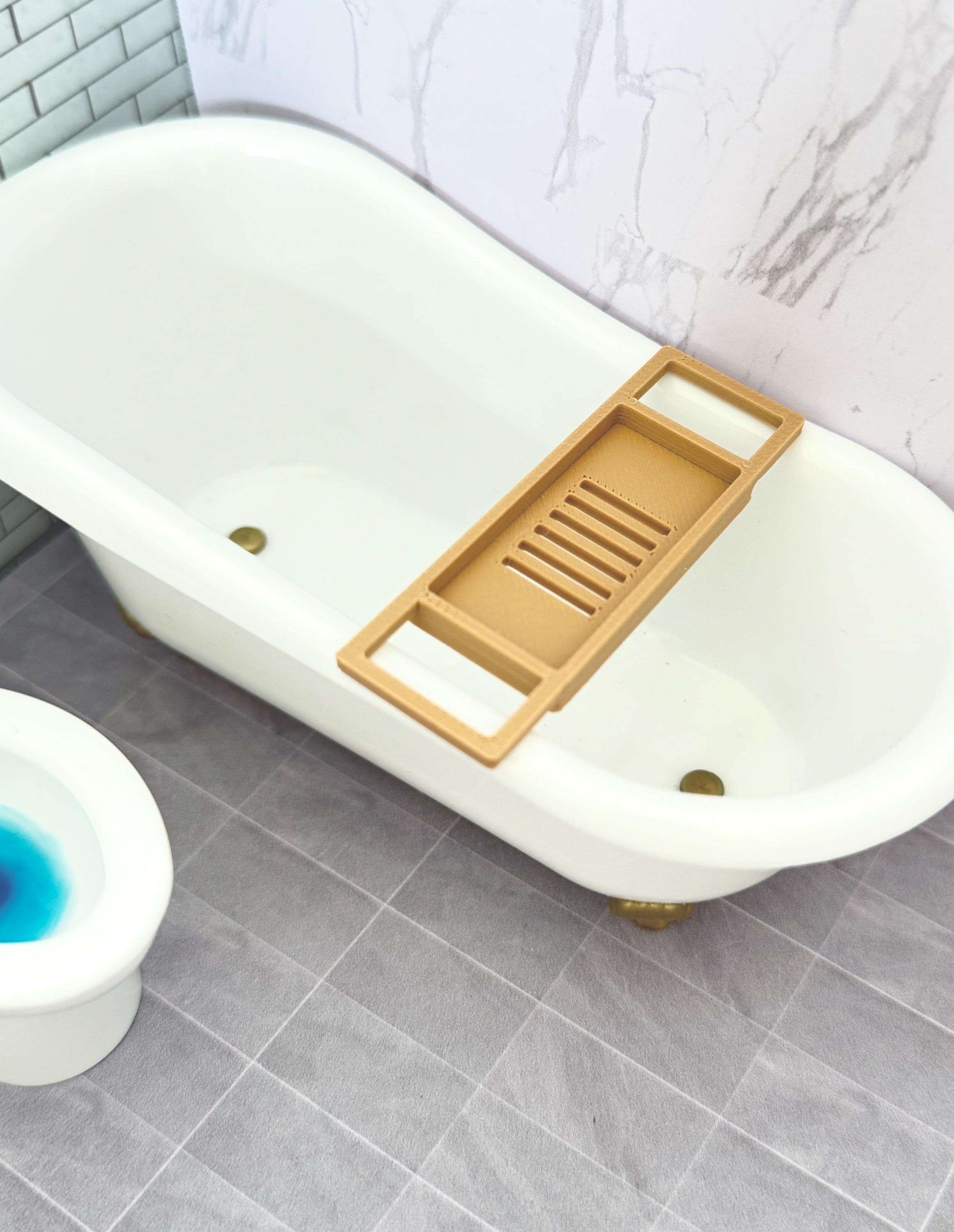 Vassoio per vasca da bagno in miniatura per casa delle bambole in scala 1:12, decorazione per bagno per casa delle bambole in scala 1:12