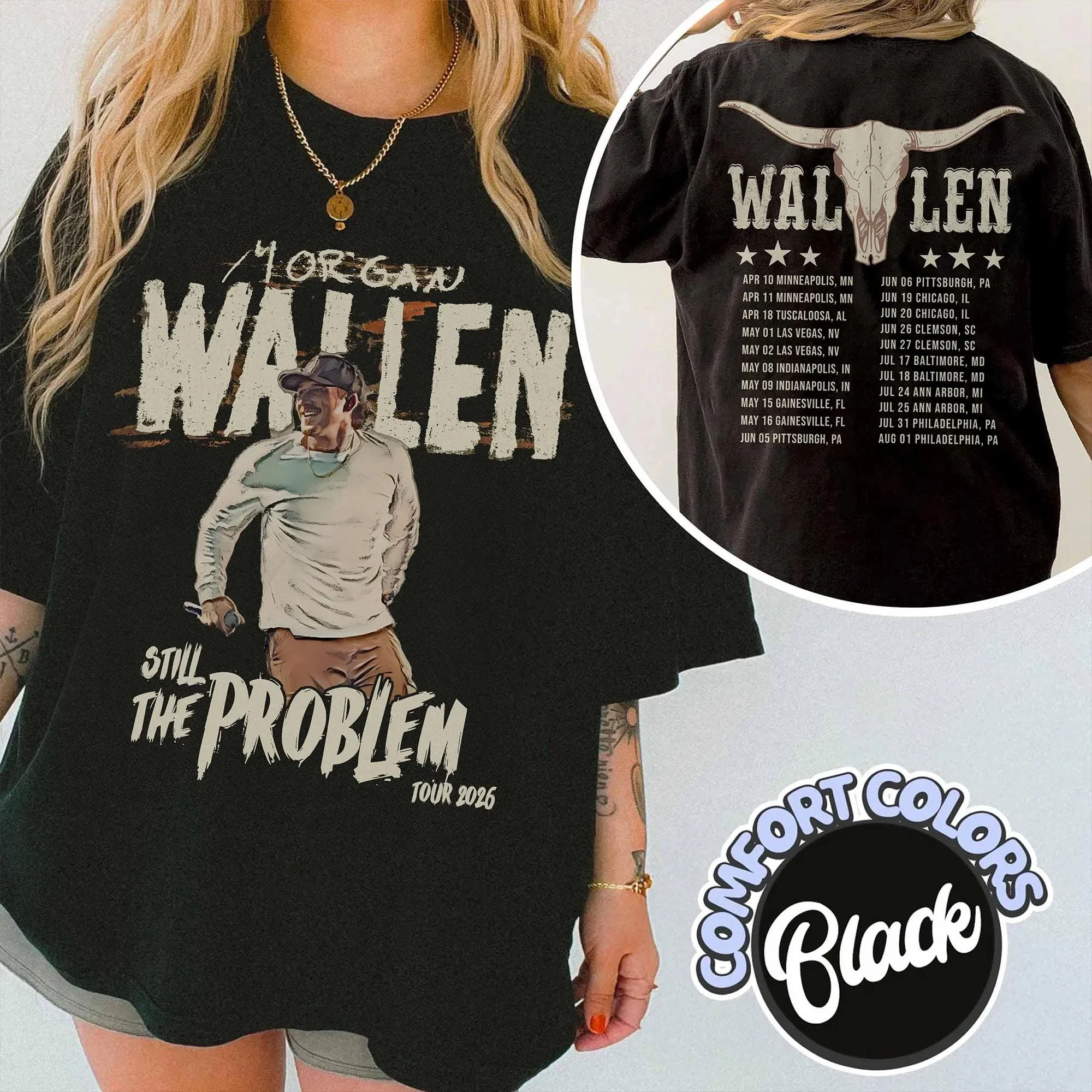Morgan Wallen 2026 Tour T-Shirt – Lässiges, modisches Frühling/Sommer-Paar-T-Shirt im Vintage-Stil, Oversize-T-Shirt