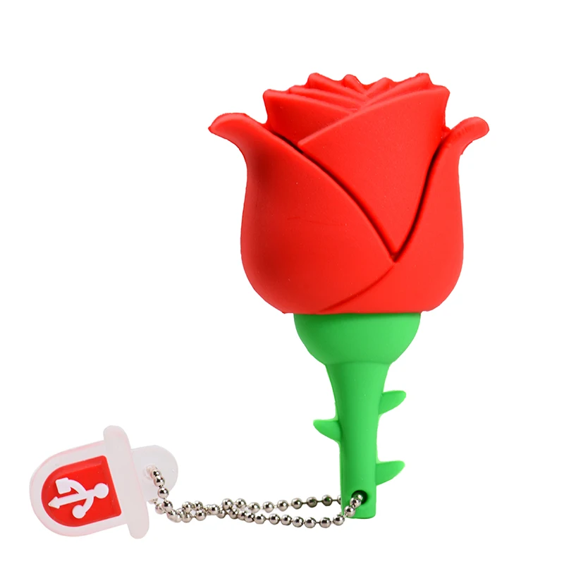 Rose Flower USB-Flash-Laufwerk, 64 GB, kostenloser Schlüsselanhänger, Stift, 32 GB, Rot, Blau, Memory Stick, Gelb, Rosa, für Mädchen, Geschenk, Pendrive 16 GB, 8 G