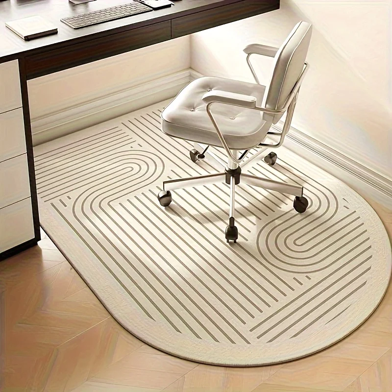 VIKAMA Einfacher Bogenförmiger Teppich für Büro, Besprechungsraum, Stuhlkissen, Schlafzimmer, Schreibtisch, Schalldichte und Verschleißfeste Matte, Heimdekoration Image