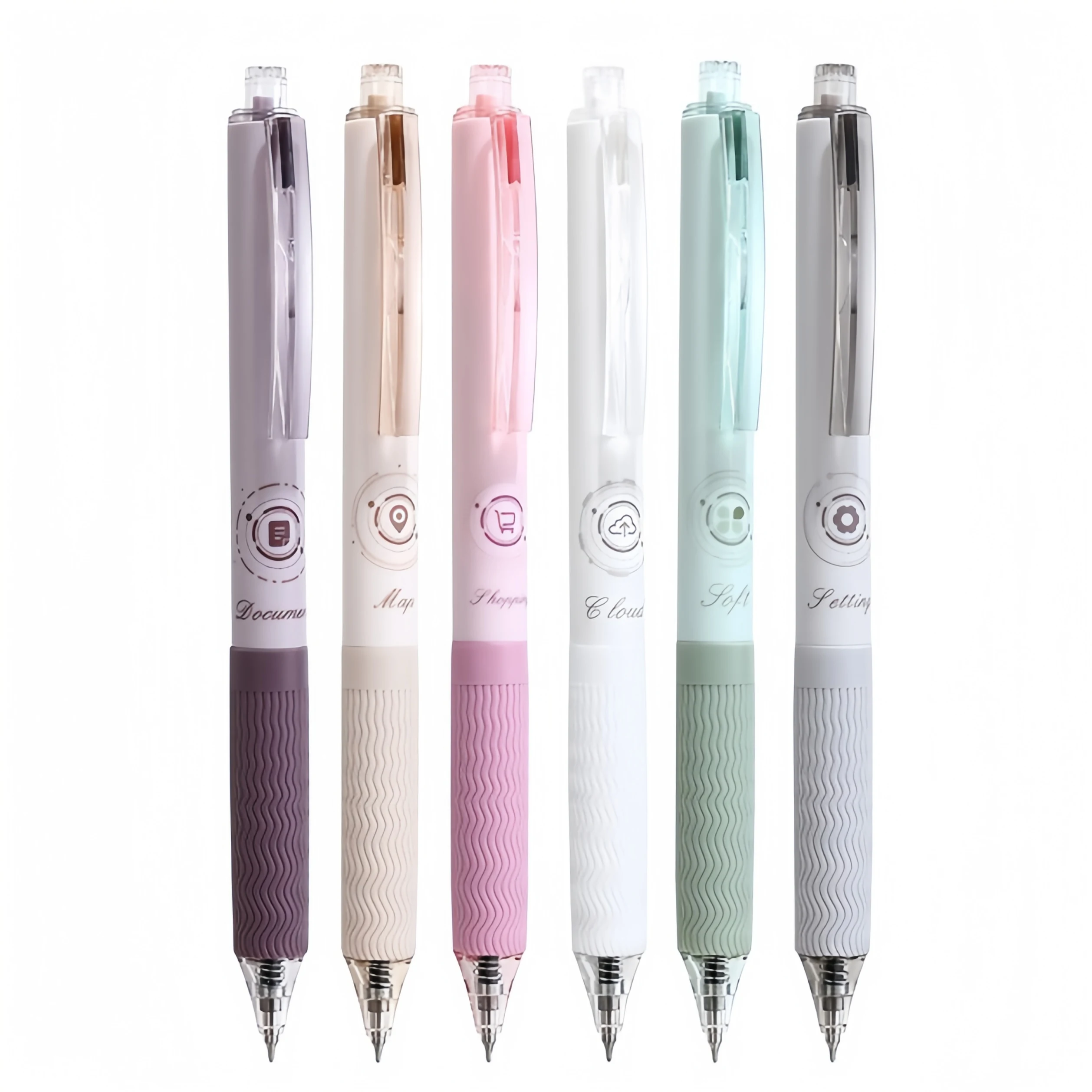 4/6 Morandi Farbneutralstifte, schnell trocknend, geeignet für Büroschreiben, bequemer Griff, Doppelperlenstiftspitze, praktisches T Image