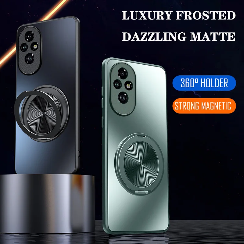 Luxus AG Matte 360 Grad Drehen Ring Ständer Magnetische Fall für Huawei Honor 300 200 100 90 70 50 Pro SE Halter Zurück Abdeckung Image