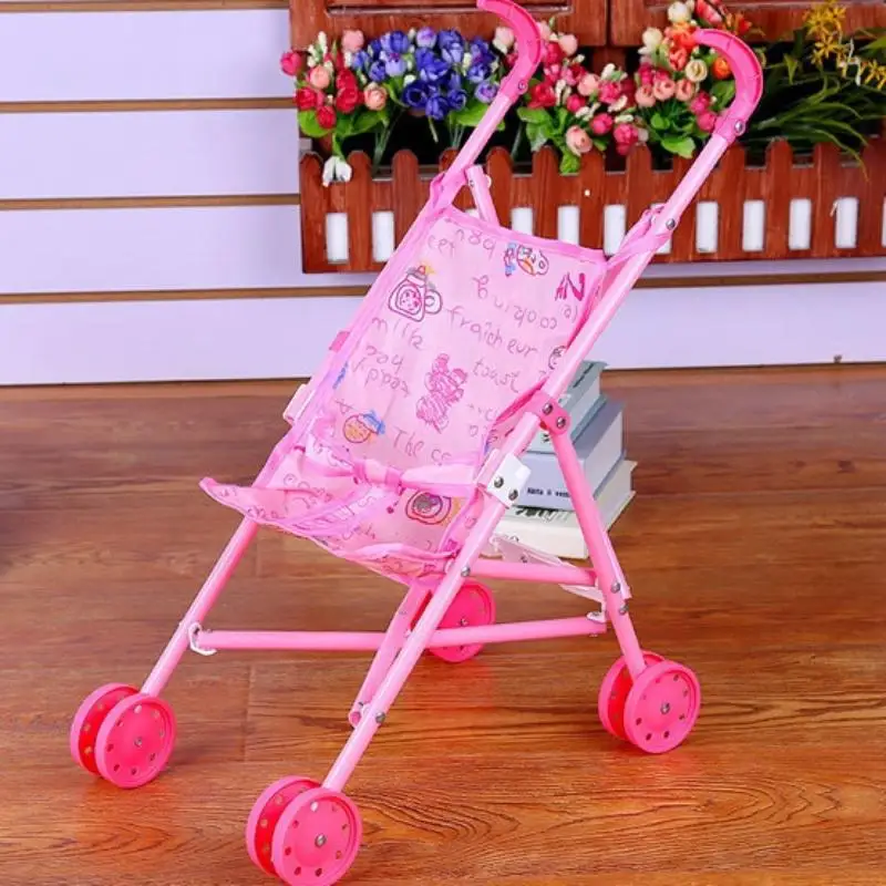 1Pcs Langlebige Interaktive Puppen Kinderwagen Pretend Spielen Spielzeug Stabile Puppe Handwagen Kunststoff Baby Kinderwagen Für Jungen Mädchen Babys