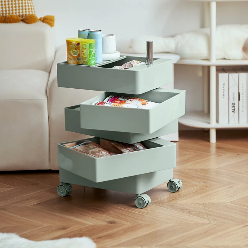 Drehbarer Aufbewahrungsschrank, beweglicher Nachttisch, Seitenschrank, Kosmetik-Aufbewahrungsschrank, Schlafzimmer, Wohnzimmer, Möbel, Nachttisch
