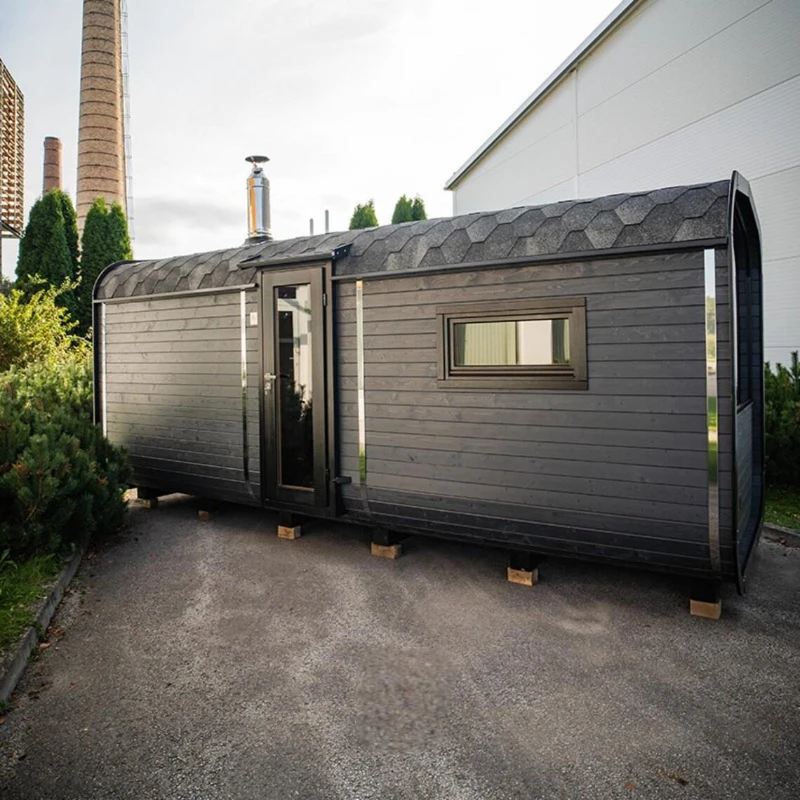 Europäische Holzsauna Warmholz-Außensauna Ofen und Dampfbad-Kombination Image