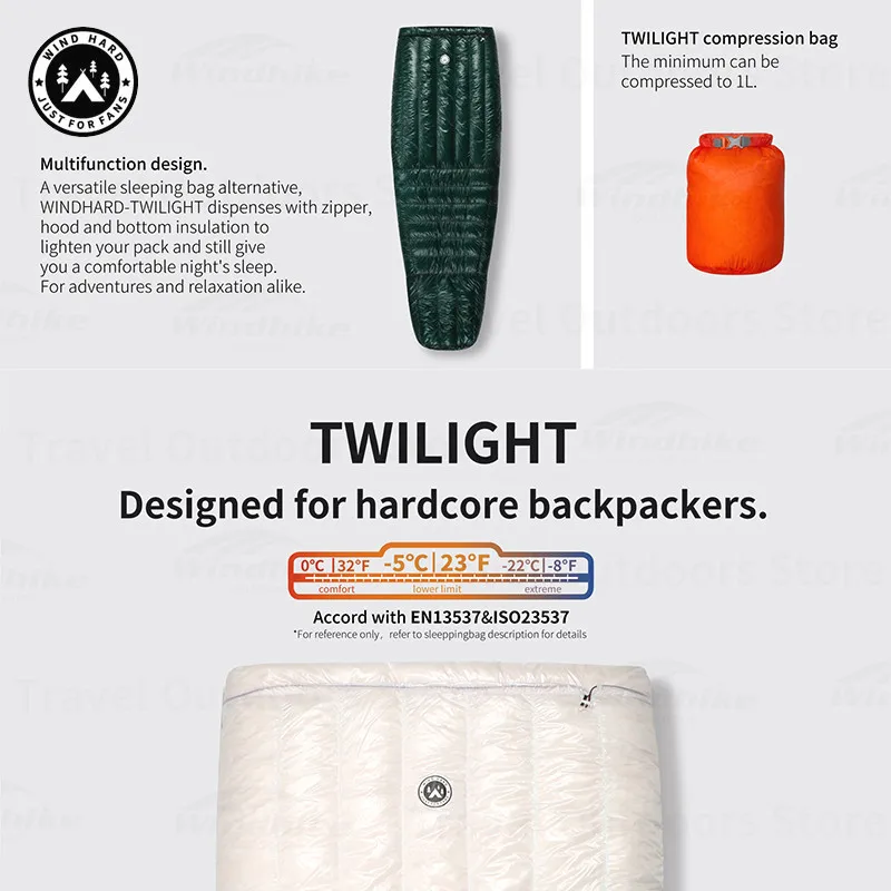 AEGISMAX Twilight Duck Down Schlafsack 0 ℃ ~-22 ℃ Winter Warm Single Camping Ultraleicht Schlafsack Outdoor Wasserdicht 800FP Image