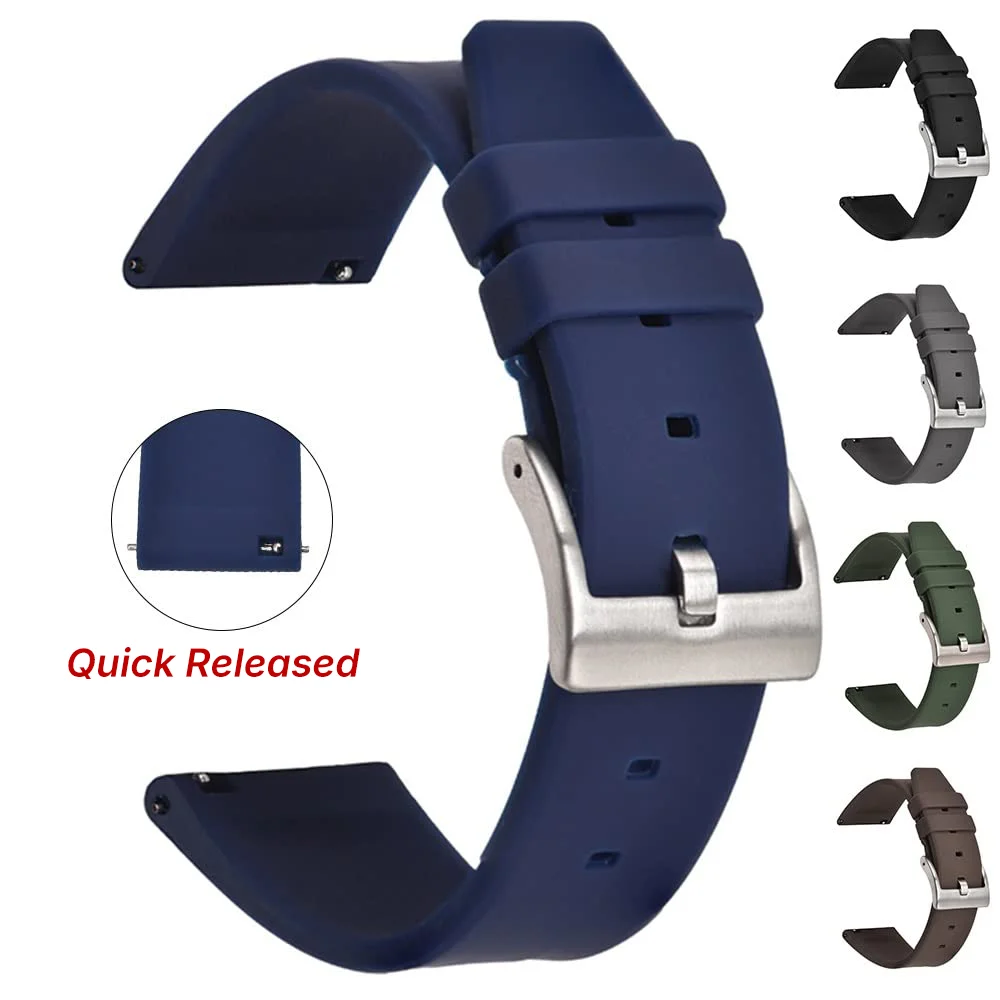 Silikon-Uhrenarmband mit Schnellverschluss, weicher Gummi-Ersatz, 20mm 22mm Uhrenarmband für Samsung Galaxy Huawei Amazfit Armband. Image