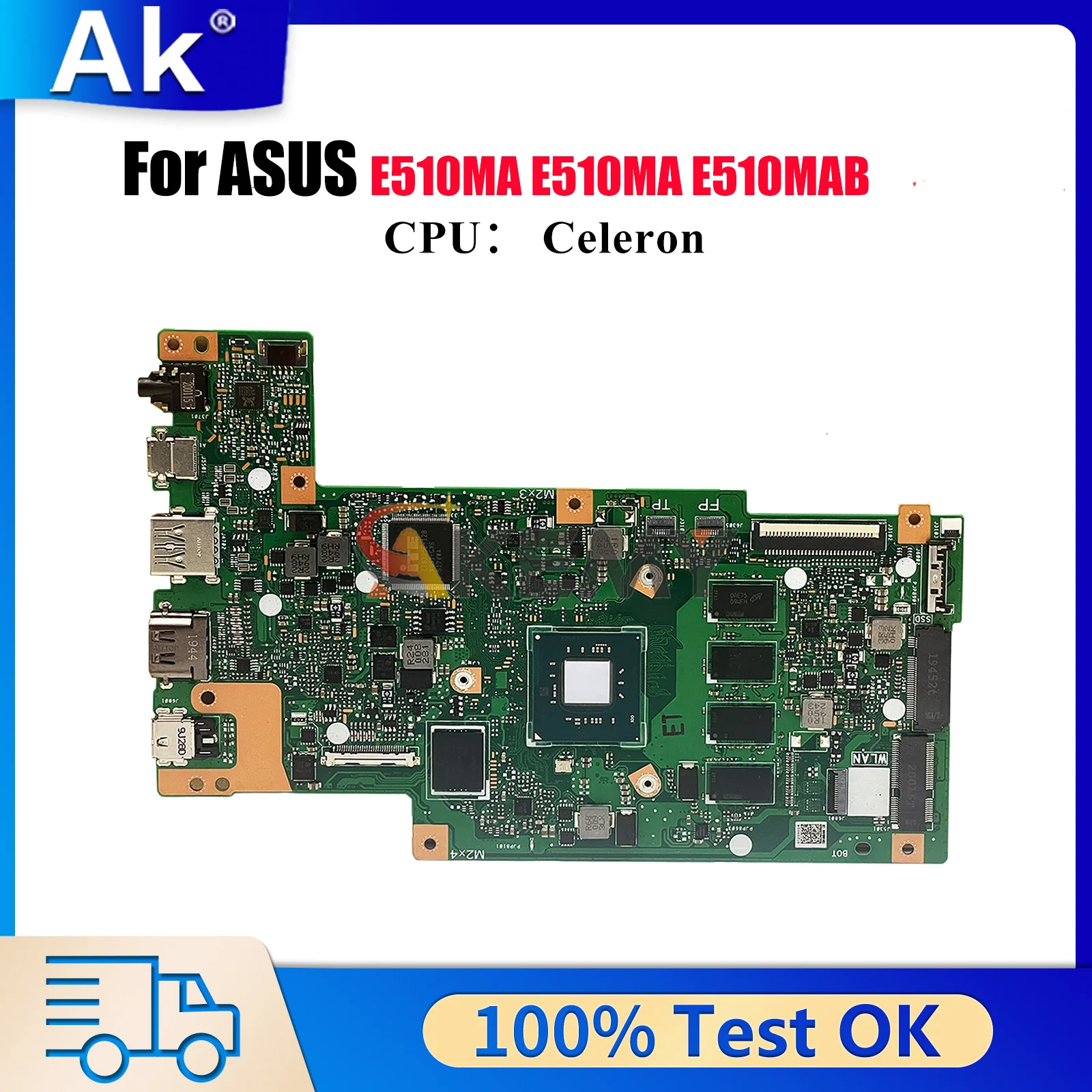 E510MA Laptop Motherboard Für ASUS EeeBook E410M E510MAB E510MA Notebook Mainboard Mit Celeron CPU 100% tests OK schnelle versand Image