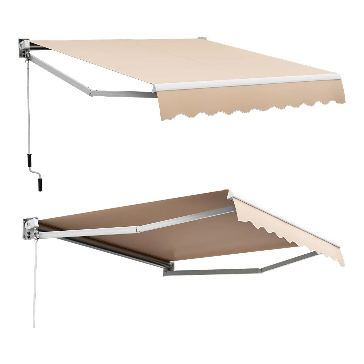 Markise mit beweglichem Arm, Terrassenmarkise mit Aluminiumrahmen und Handkurbel, Sonnenmarkise, Sonnenschutz und wasserdichte Balkonmarkise Image