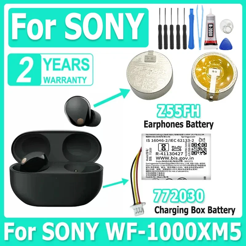 Neuer Z55FH 772030 Akku für Sony WF-1000XM5 Kopfhörer Akku/Ladebox Akkus + kostenlose Tools Image