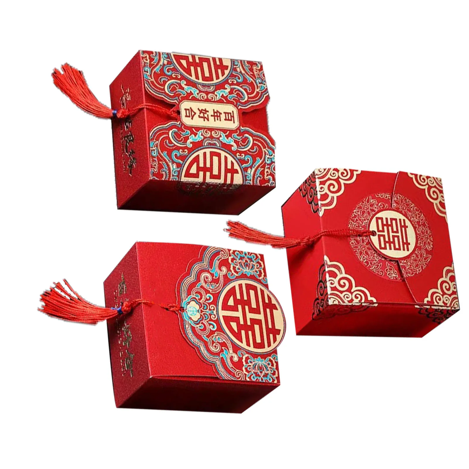 Chinesische Süßigkeitenbox Traditionelles Design Chinesische Hochzeits-Gastgeschenkboxen Robuste Vielseitige Geräumige Behälter für Feiern Image