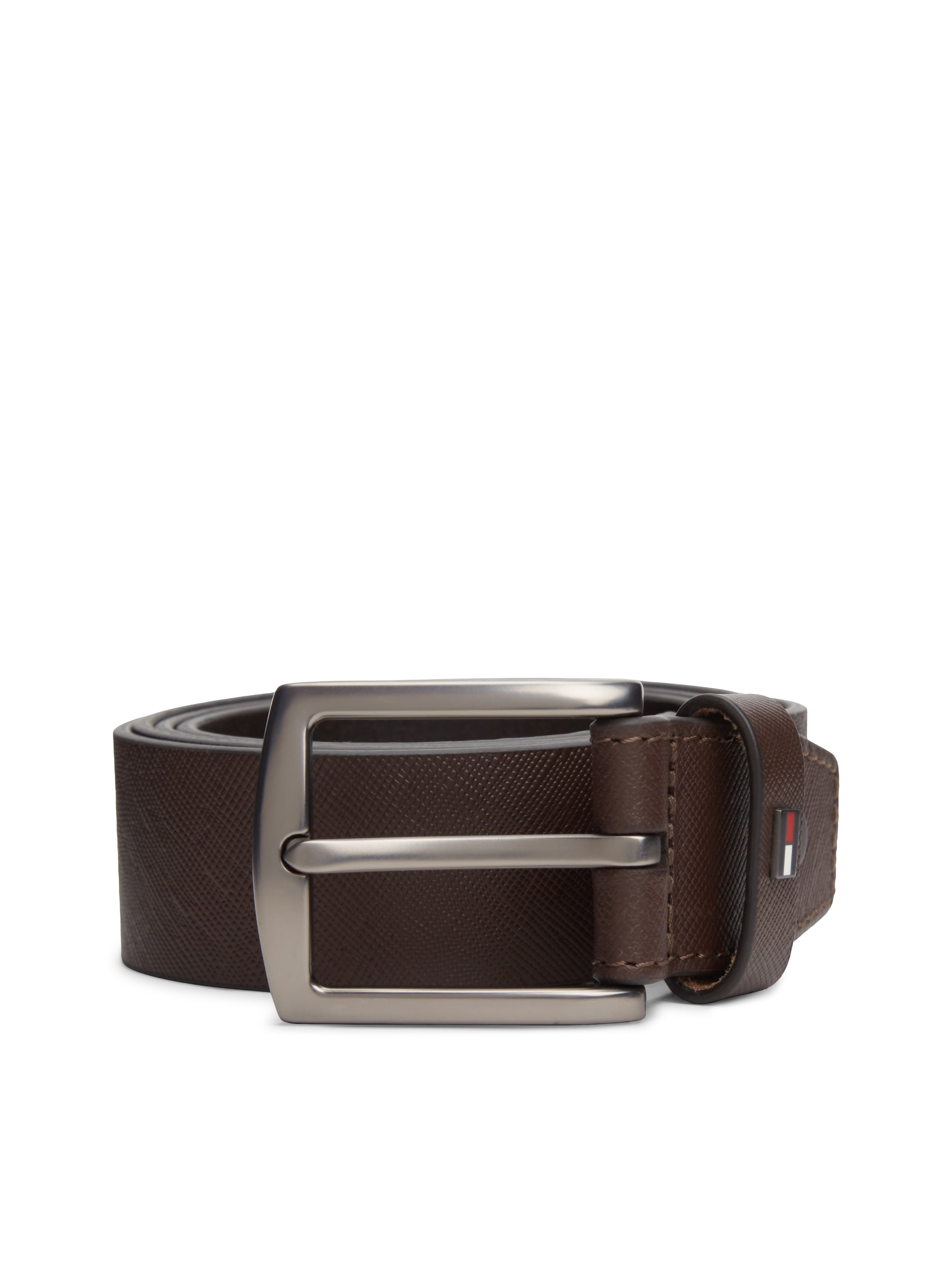 Ledergürtel TOMMY HILFIGER "DENTON 3.5 cm breit", Herren, Gr. 85, coffee bean, Web, Rindsleder, Gürtel Ledergürtel, Größenverstellbar Image