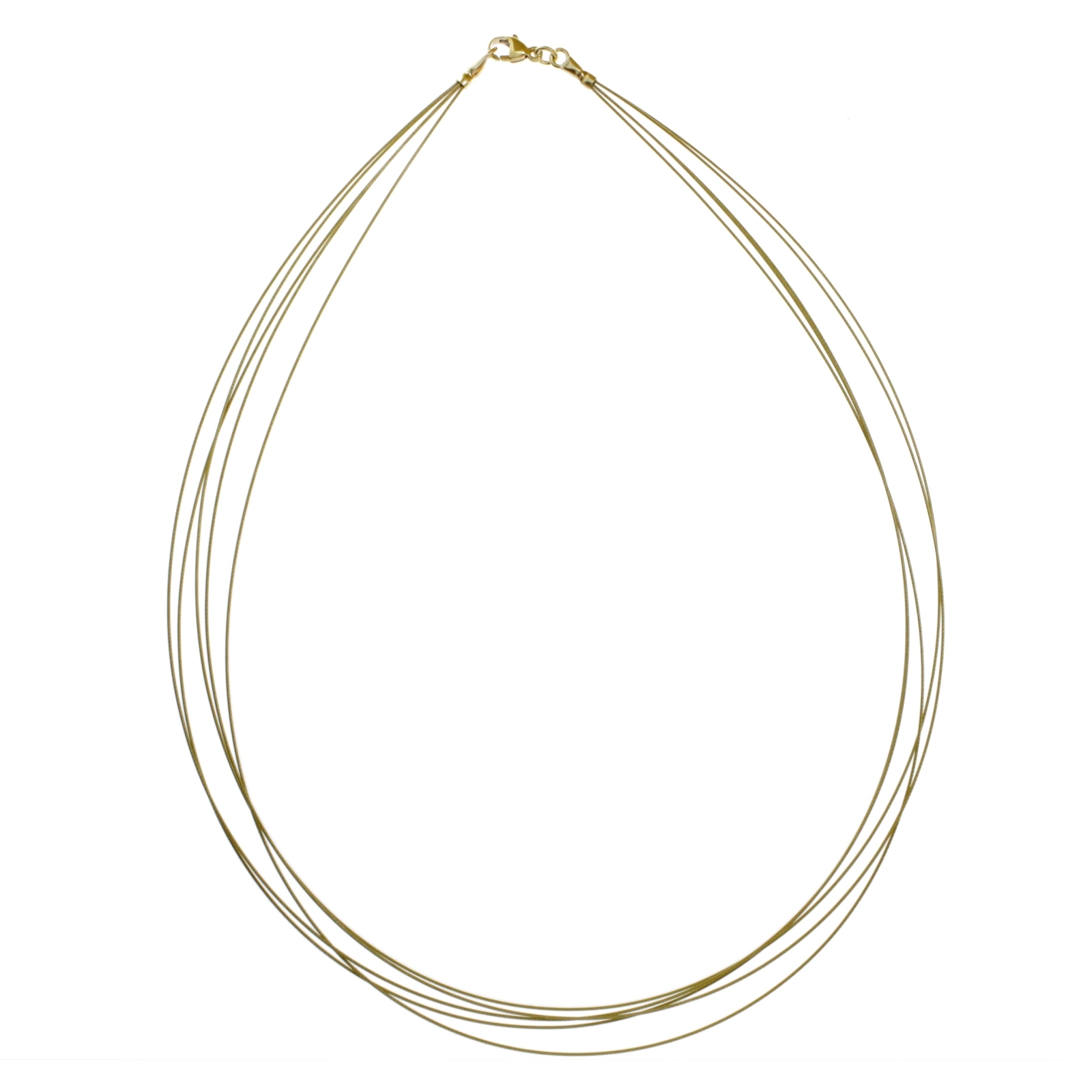 Halsreif OSTSEE-SCHMUCK "- Nyloncollier 5-reihig -goldfarben- - Edelstahl -" Gr. 45, gold (goldfarben, gelb), Halsketten, Damen, 45, Edelstahl Image