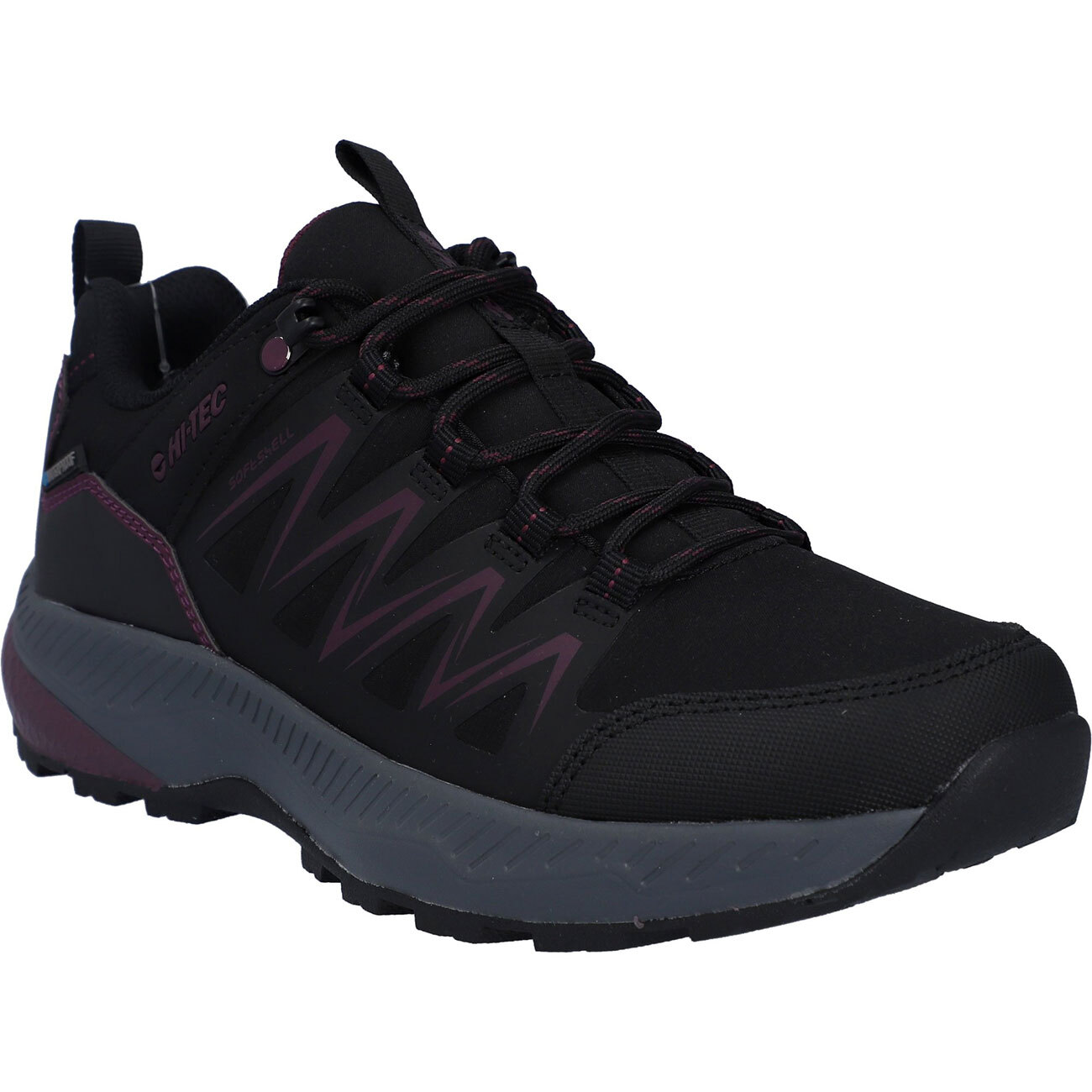 Wanderschuh HI-TEC "Hi-Tec-Schuhe Stealth Low WP Frauen", Damen, Gr. 37, Normalschaft, schwarz, violett, TEXTIL/EVA, Schuhe Wanderschuh