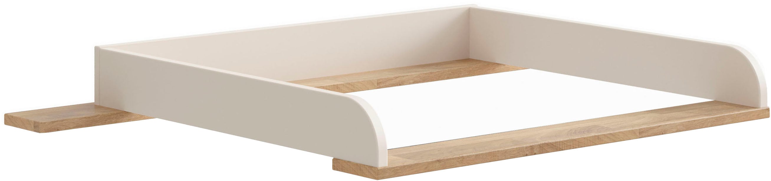 Wickelaufsatz PAIDI "STIENE in Beige oder Grau, zur Erweiterung der Kommode", cashmere, beige, eiche massiv, B:123cm H:12cm T:80cm, Wickelaufsätze, Wickelaufsatz, Wickelauflage mit Eiche Massivholz und gerundeten Kanten