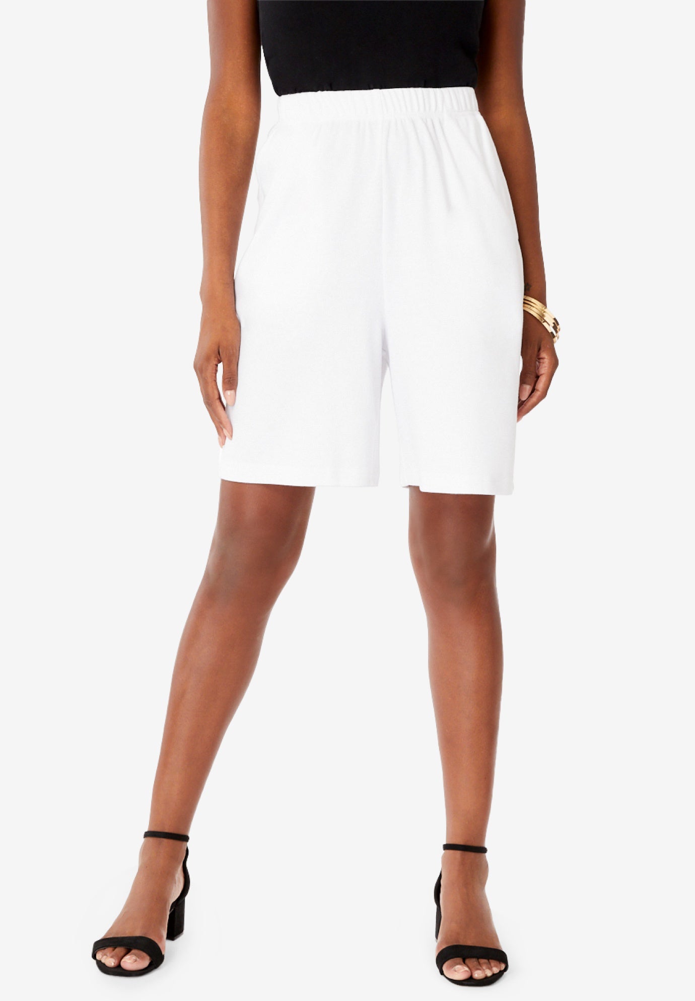 Plus Size Women's Plus Size Soft Knit Pull-On Short by Roaman's in Pink Burst (Size 6X)