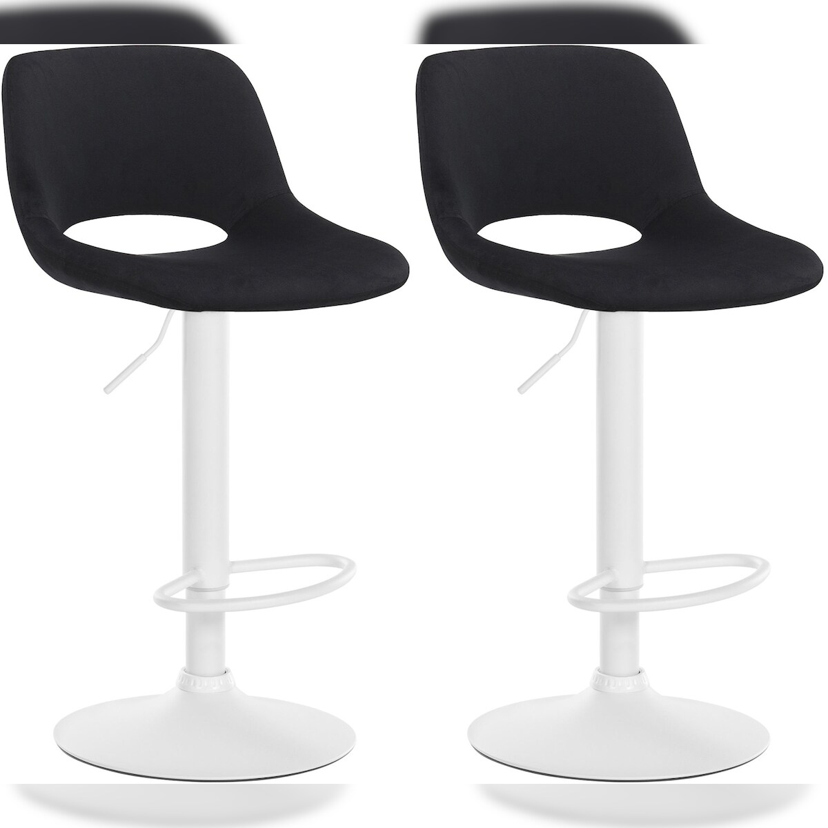Proregal CHEFGASTRO 2er Set Barhocker ACAPULCO Samt Weiß HxBxT 86x42x46cm Samt Schwarz Barstuhl Image