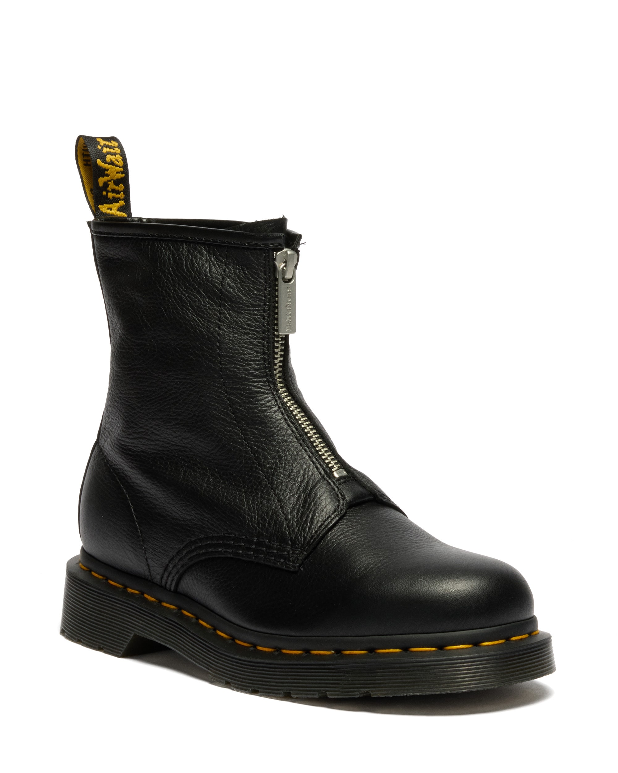 Stiefelette DR. MARTENS "1460 FZ", Damen, Gr. 42, schwarz, Leder, Schuhe Stiefelette, Blockabsatz, Plateau, Chunky Boots mit typischer Rahmennaht