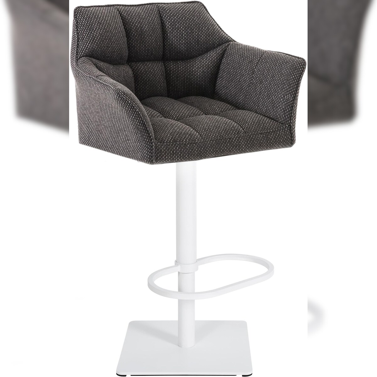 Proregal CHEFGASTRO Barhocker PHILADELPHIA Weiß Stoff HxBxT 88x64x45cm Stoff Titangrau Barstuhl