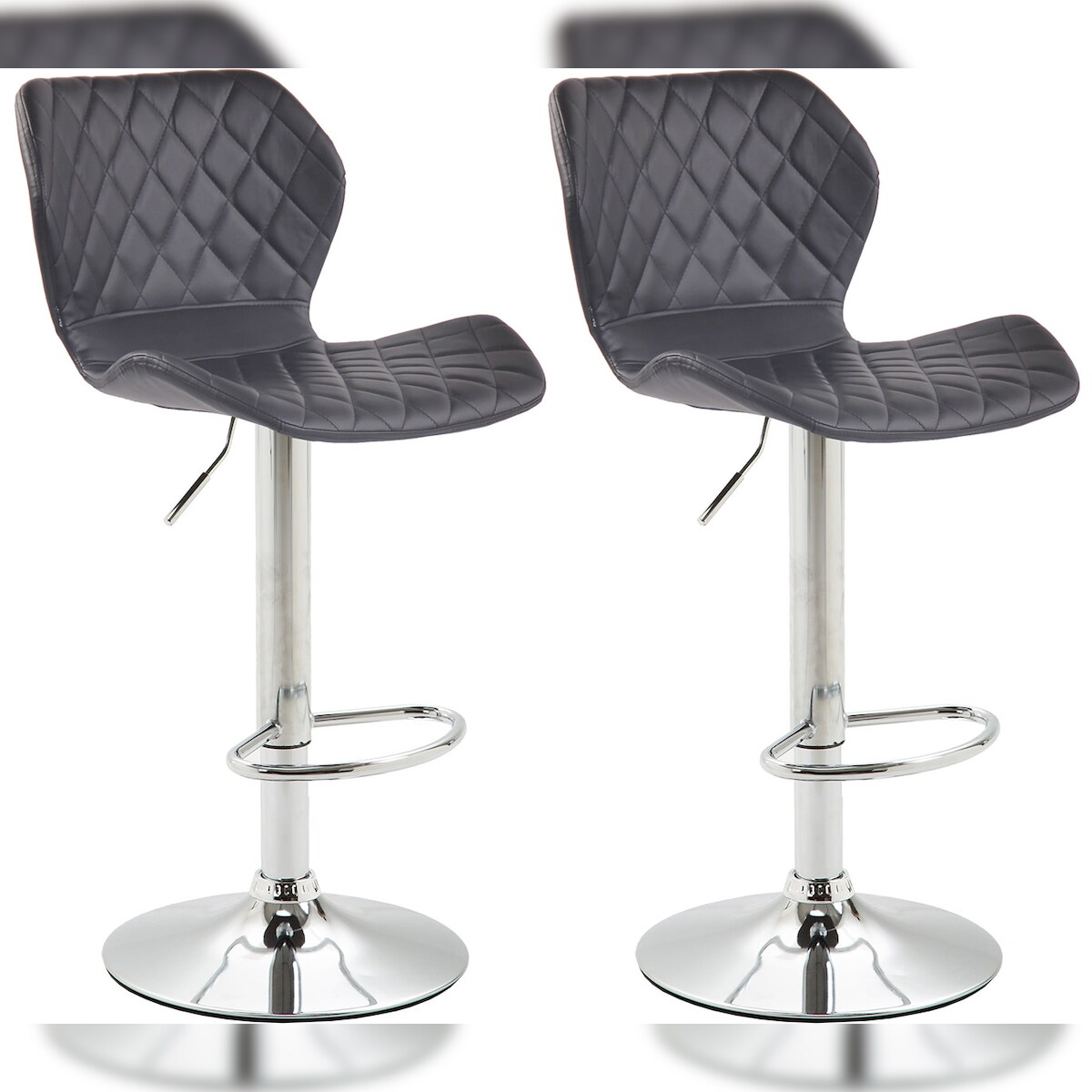 Proregal CHEFGASTRO 2er Set Barhocker TOLEDO Kunstleder Chrom HxBxT 88x47x51cm Kunstleder Schwarz Barstuhl Image