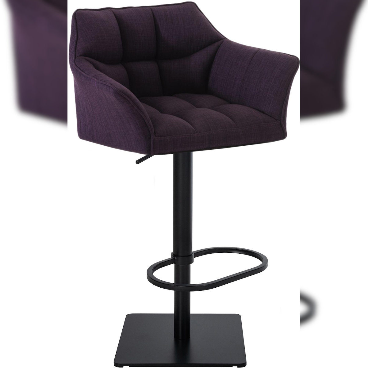 Proregal CHEFGASTRO Barhocker PHILADELPHIA Schwarz Stoff HxBxT 88x64x45cm Stoff Lila Barstuhl Image