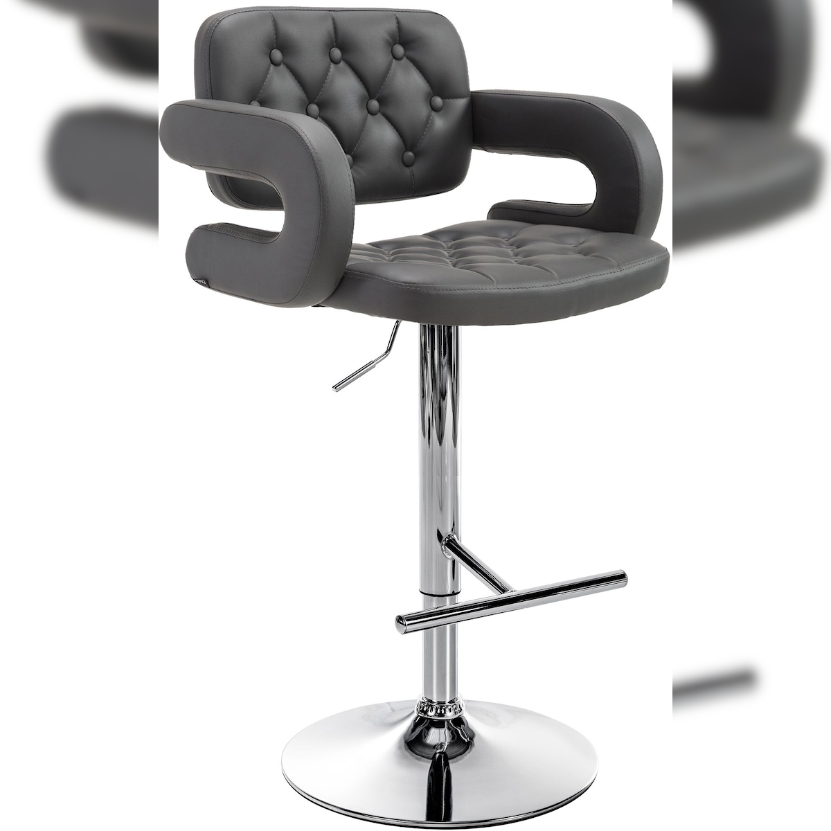 Proregal CHEFGASTRO Barhocker CAPE TOWN Chrom HxBxT 103x62x55cm Kunstleder Grau Barstuhl Image