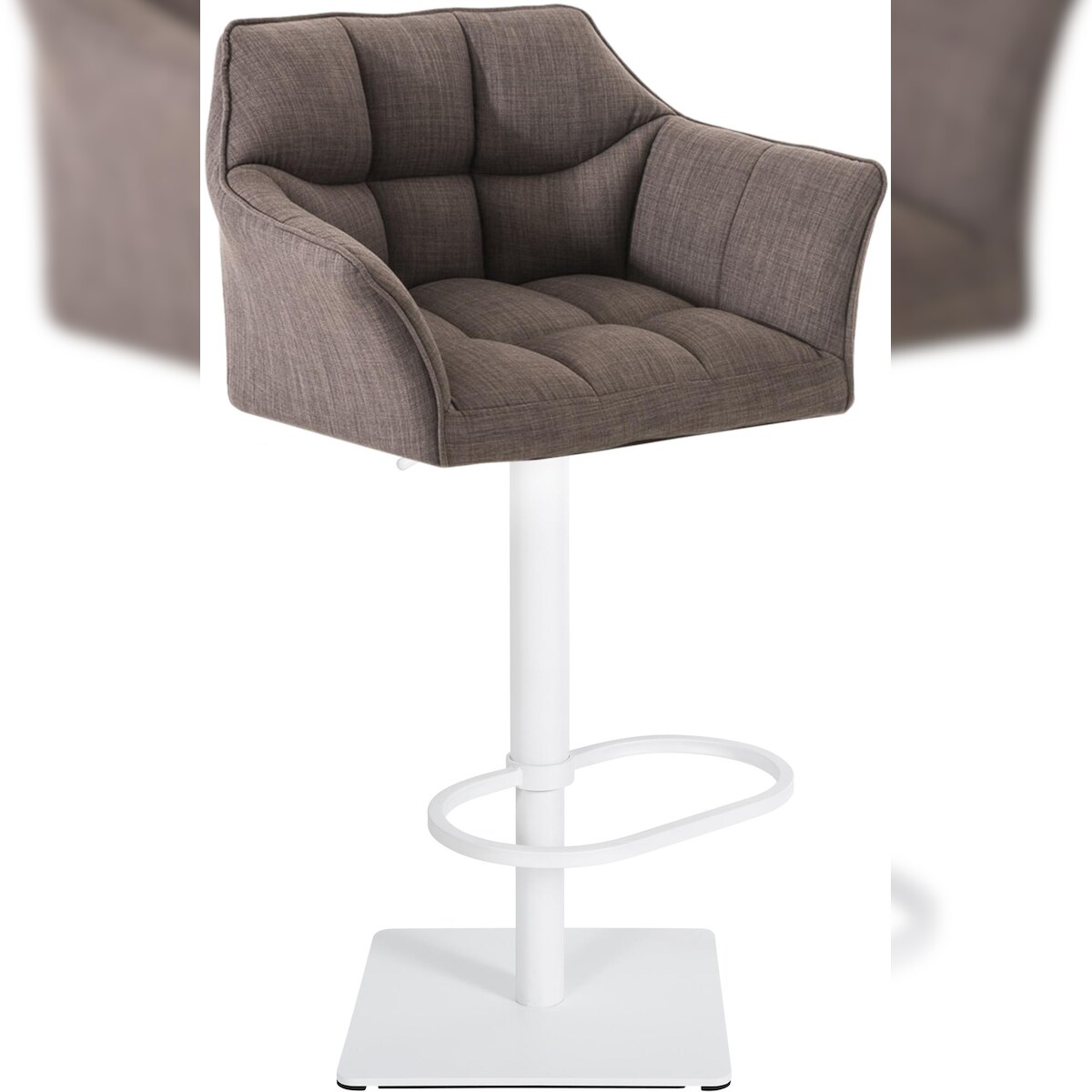 Proregal CHEFGASTRO Barhocker PHILADELPHIA Weiß Stoff HxBxT 88x64x45cm Stoff Grau Barstuhl Image