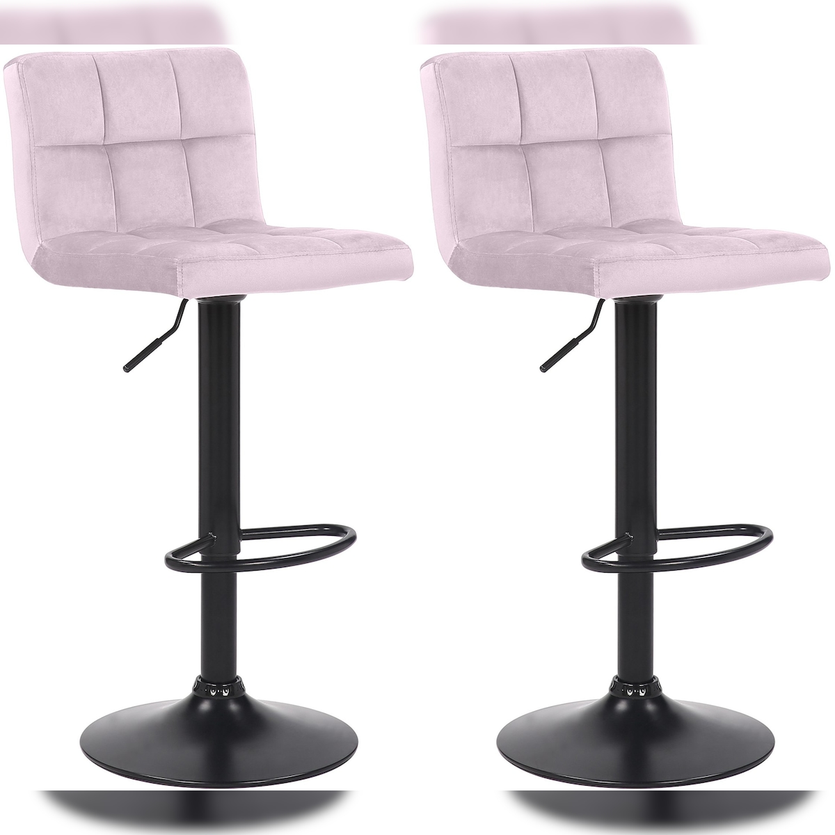 Proregal CHEFGASTRO 2er Set Barhocker LA PAZ Samt HxBxT 85x40x40cm Samt Rosa Barstuhl Image