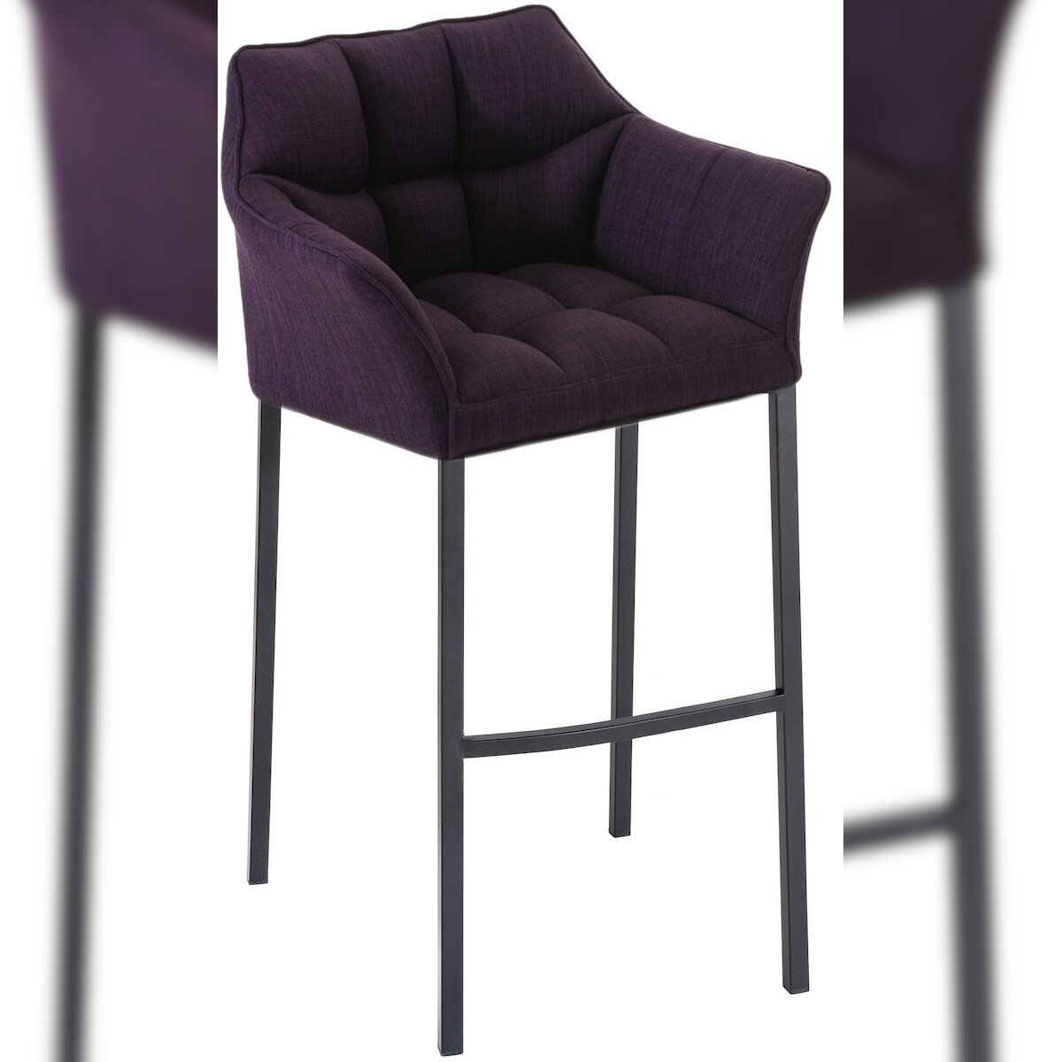 Proregal CHEFGASTRO Barhocker PHILADELPHIA Schwarz Stoff mit 4-Fuﬂ Gestell HxBxT 110x64x48cm Stoff Lila Barstuhl Image