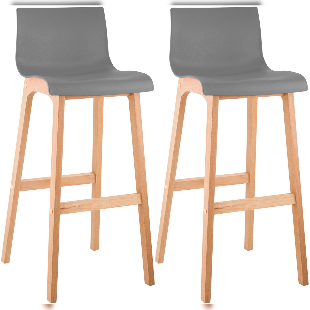 Proregal CHEFGASTRO 2er Set Barhocker MAUI Natura HxBxT 102x41x46cm Holz Grau Barstuhl Image