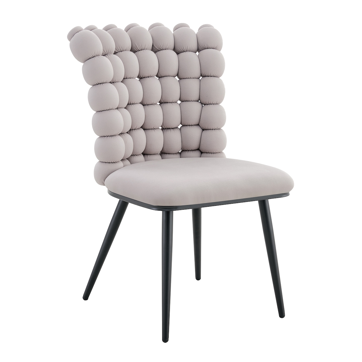 STILVORA Esszimmerstuhl 2er Set Samt Hellgrau 88x48x54 cm mit Kugelketten Rückenlehne, schwarze Metallbeine, moderner minimalistischer Stil Image