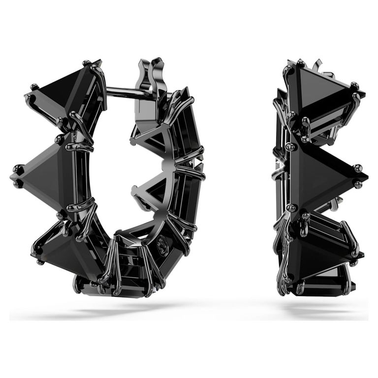 Matrix Hoop Earrings - Black - Swarovski Earrings